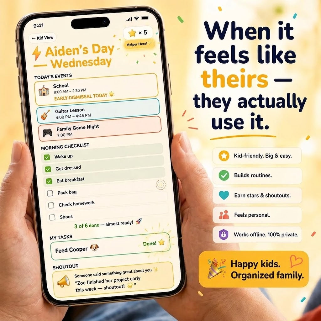 FamilyFlow™ Family Schedule App — Calendar, Chores & Pickups for Windows & Mac