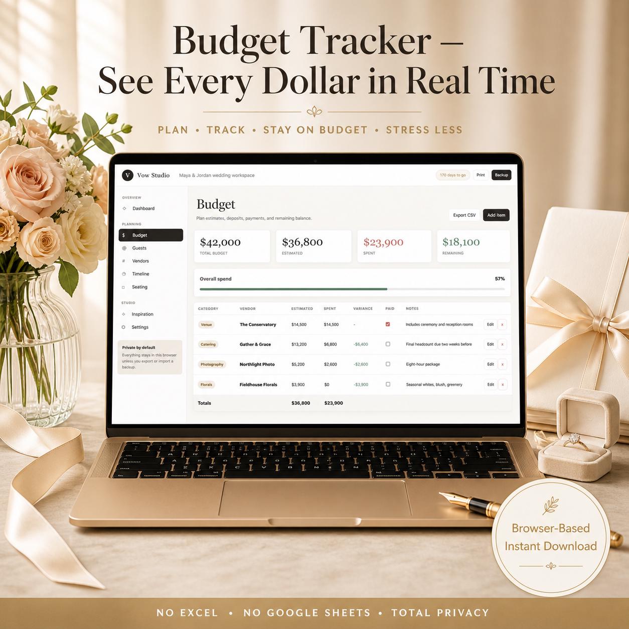 Interactive Wedding Planner wedding planning offline HTML mini app feature screen 2