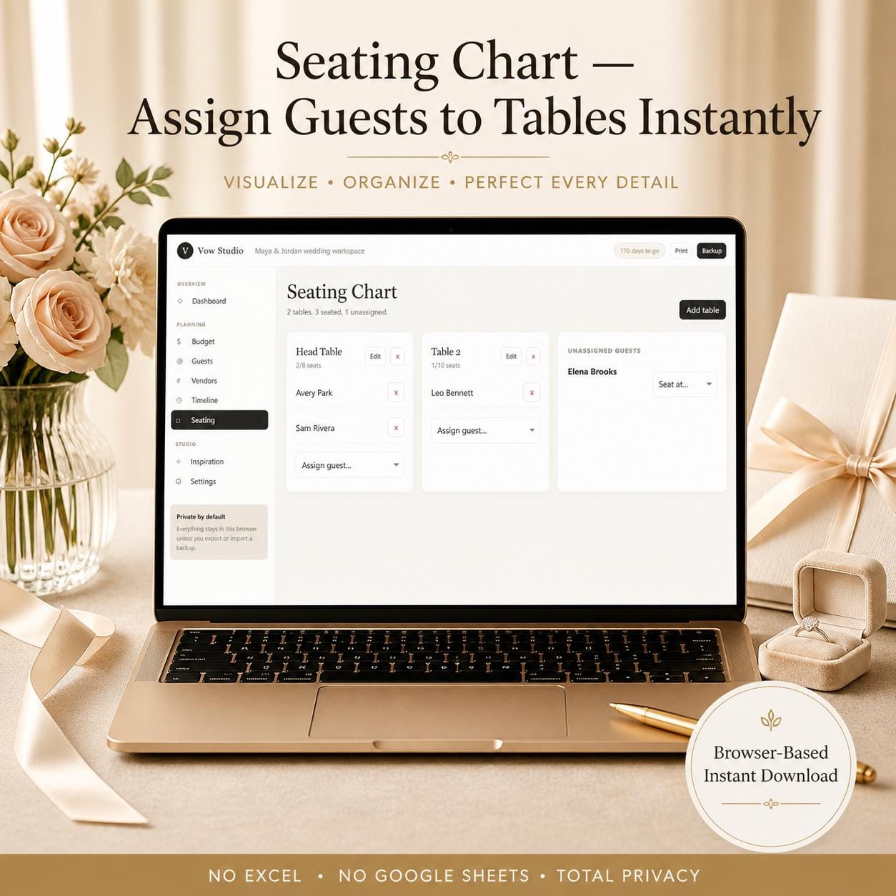 Interactive Wedding Planner wedding planning offline HTML mini app feature screen 5
