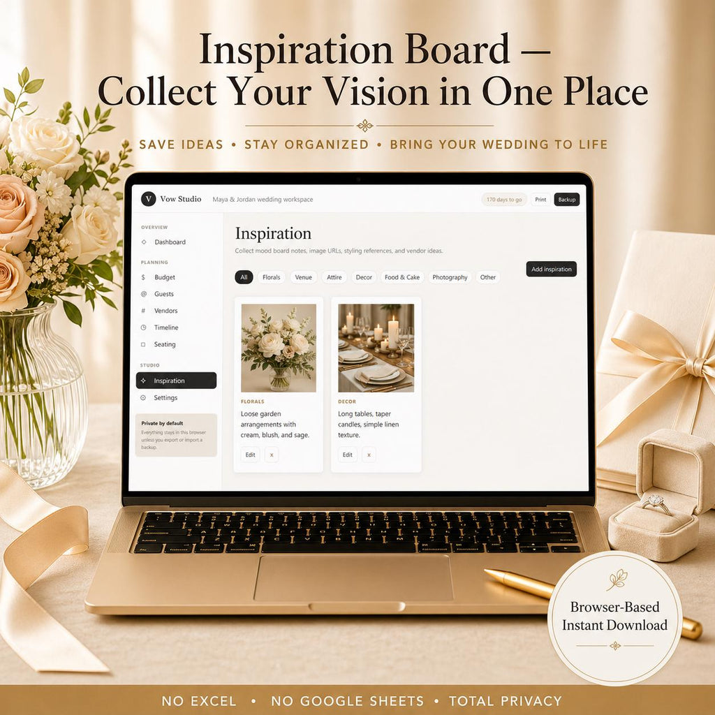 Interactive Wedding Planner wedding planning offline HTML mini app feature screen 7