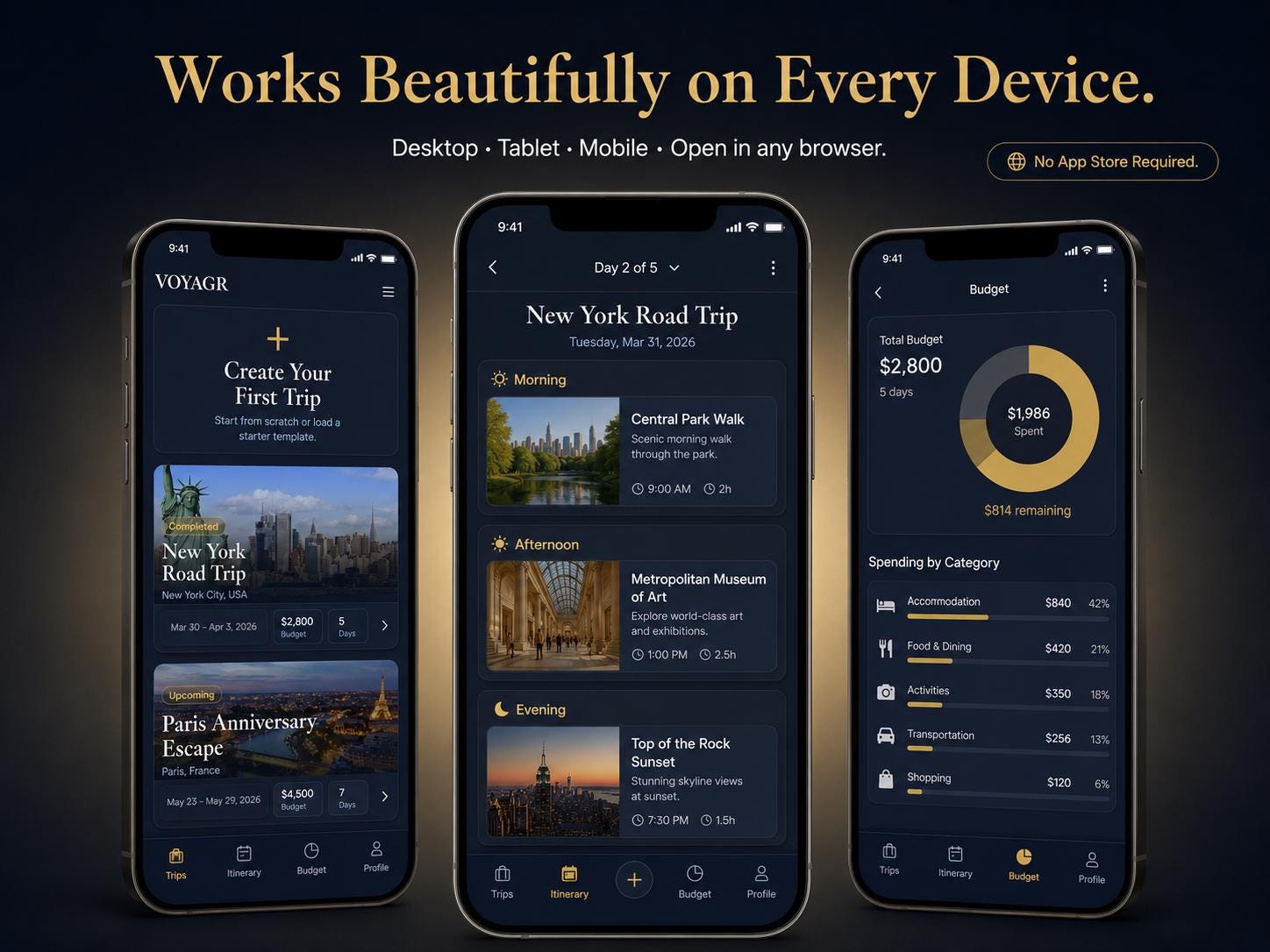 VOYAGR vacation planning offline HTML mini app feature screen 9
