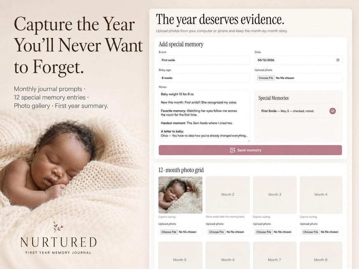 NURTURED new parent planning offline HTML mini app feature screen 7