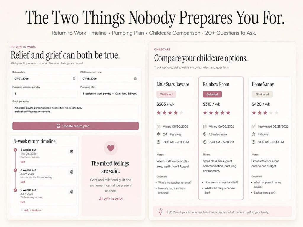 NURTURED new parent planning offline HTML mini app feature screen 8