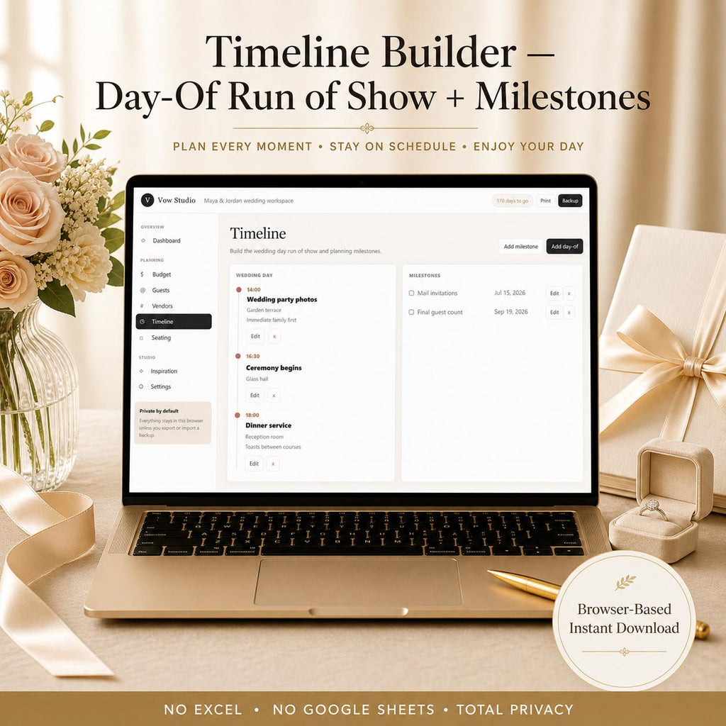 Interactive Wedding Planner wedding planning offline HTML mini app feature screen 6