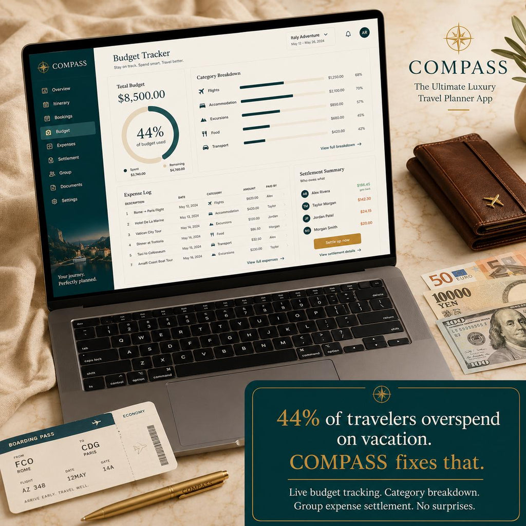 COMPASS luxury travel planning offline HTML mini app feature screen 6