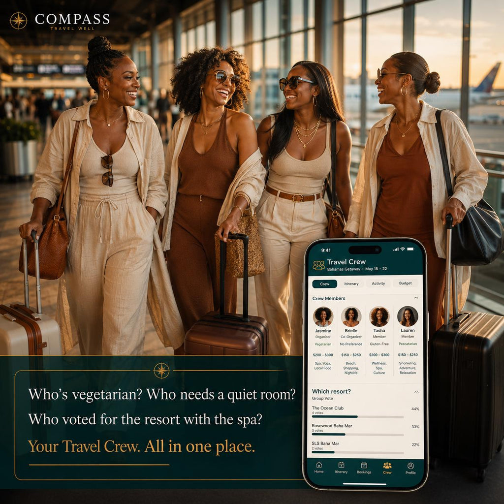 COMPASS luxury travel planning offline HTML mini app feature screen 8