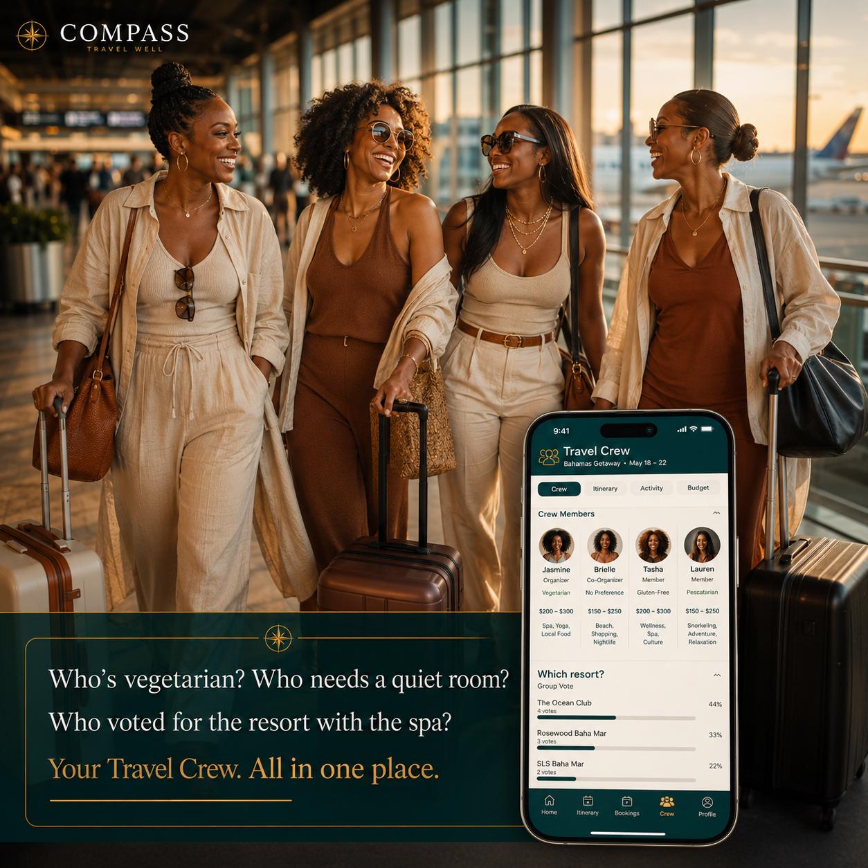 COMPASS luxury travel planning offline HTML mini app feature screen 8
