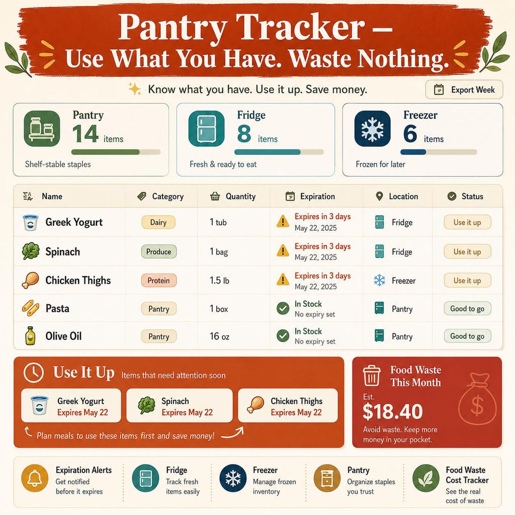 PantryPlan™ meal planning offline HTML mini app feature screen 4