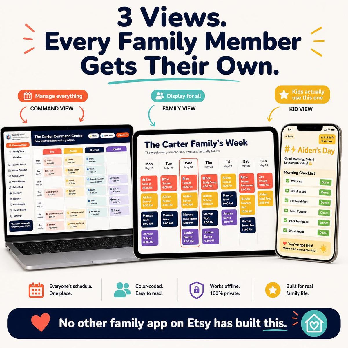 FamilyFlow™ family scheduling offline HTML mini app feature screen 2
