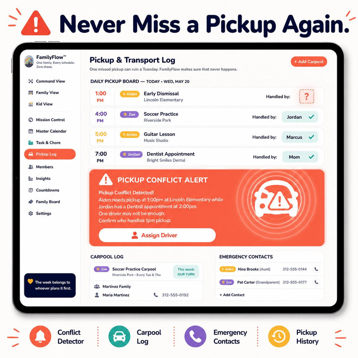 FamilyFlow™ family scheduling offline HTML mini app feature screen 4