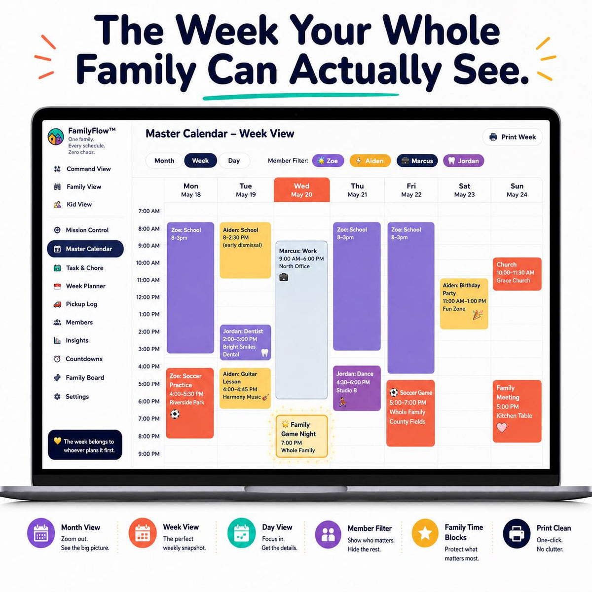 FamilyFlow™ family scheduling offline HTML mini app feature screen 5