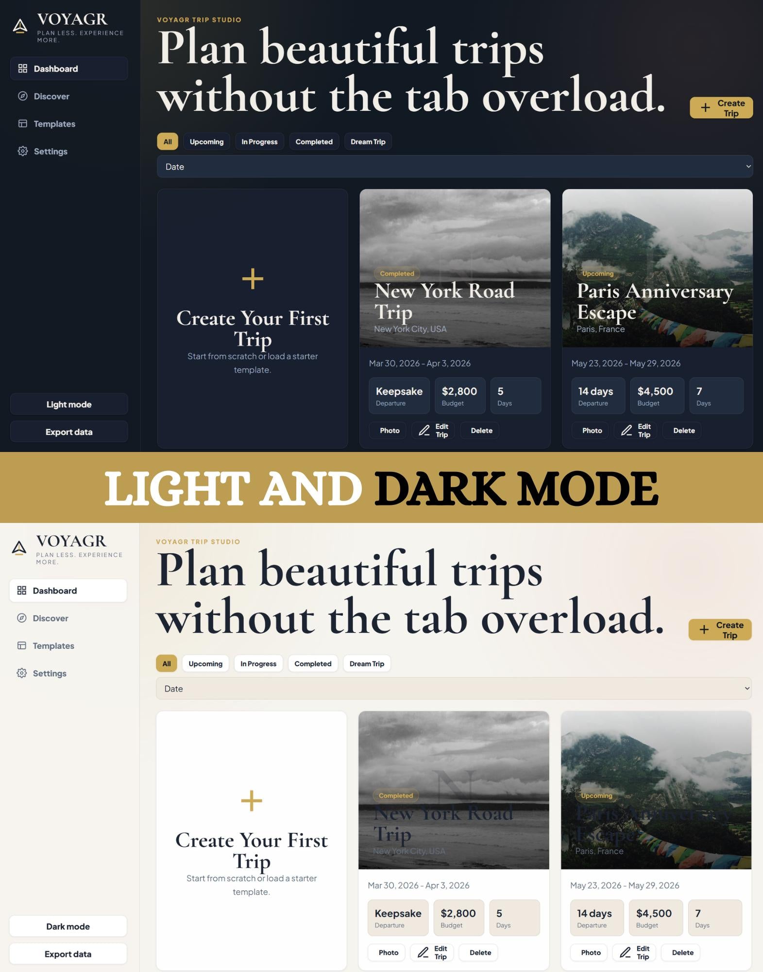 VOYAGR vacation planning offline HTML mini app feature screen 2