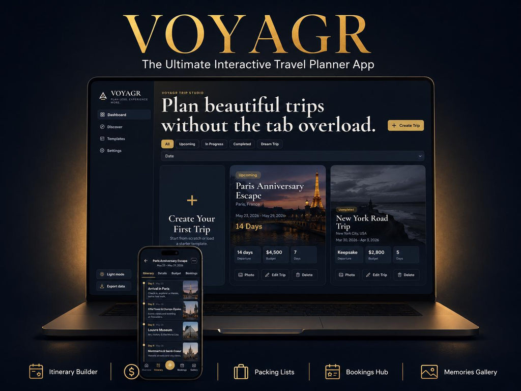VOYAGR vacation planning offline HTML mini app dashboard