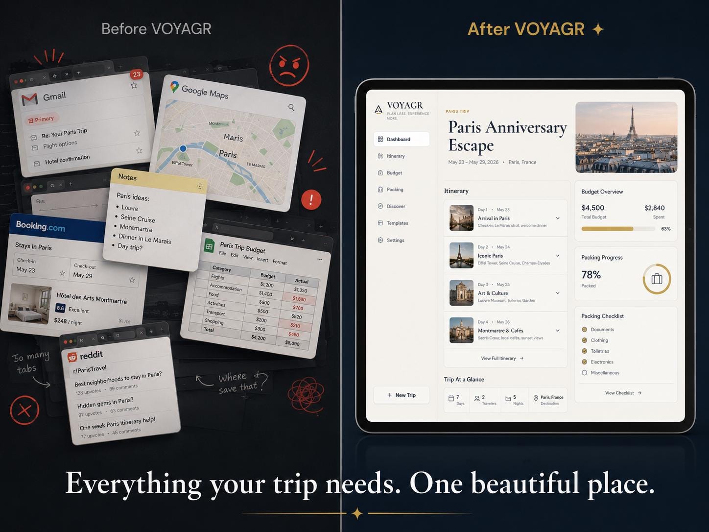 VOYAGR vacation planning offline HTML mini app feature screen 3