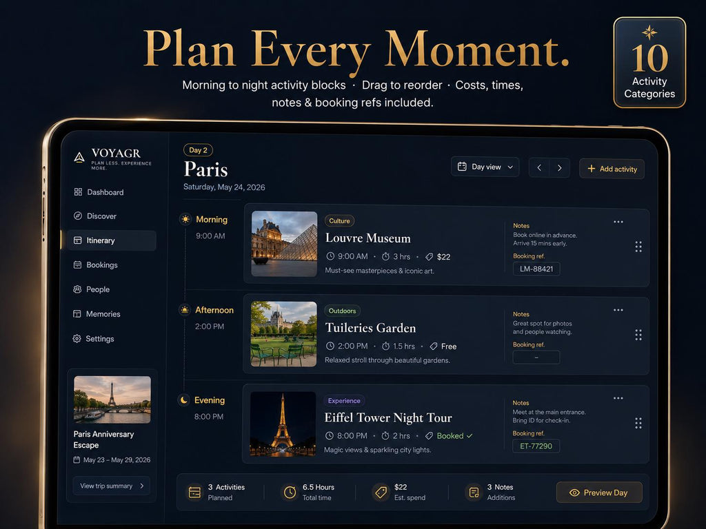 VOYAGR vacation planning offline HTML mini app feature screen 4