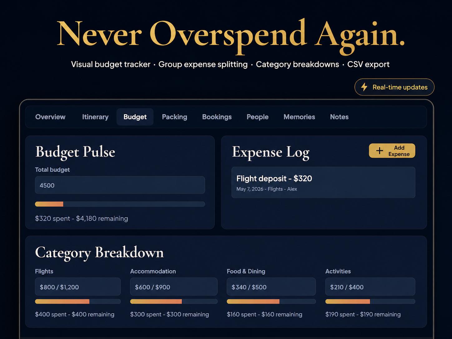 VOYAGR vacation planning offline HTML mini app feature screen 5