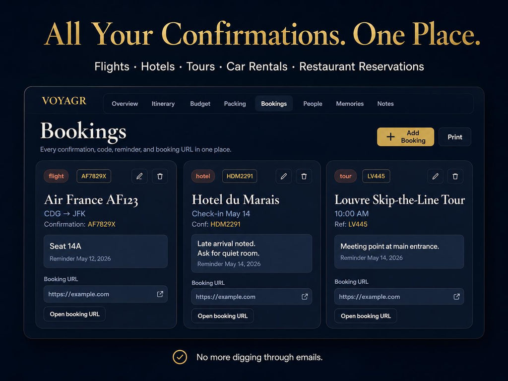 VOYAGR vacation planning offline HTML mini app feature screen 7