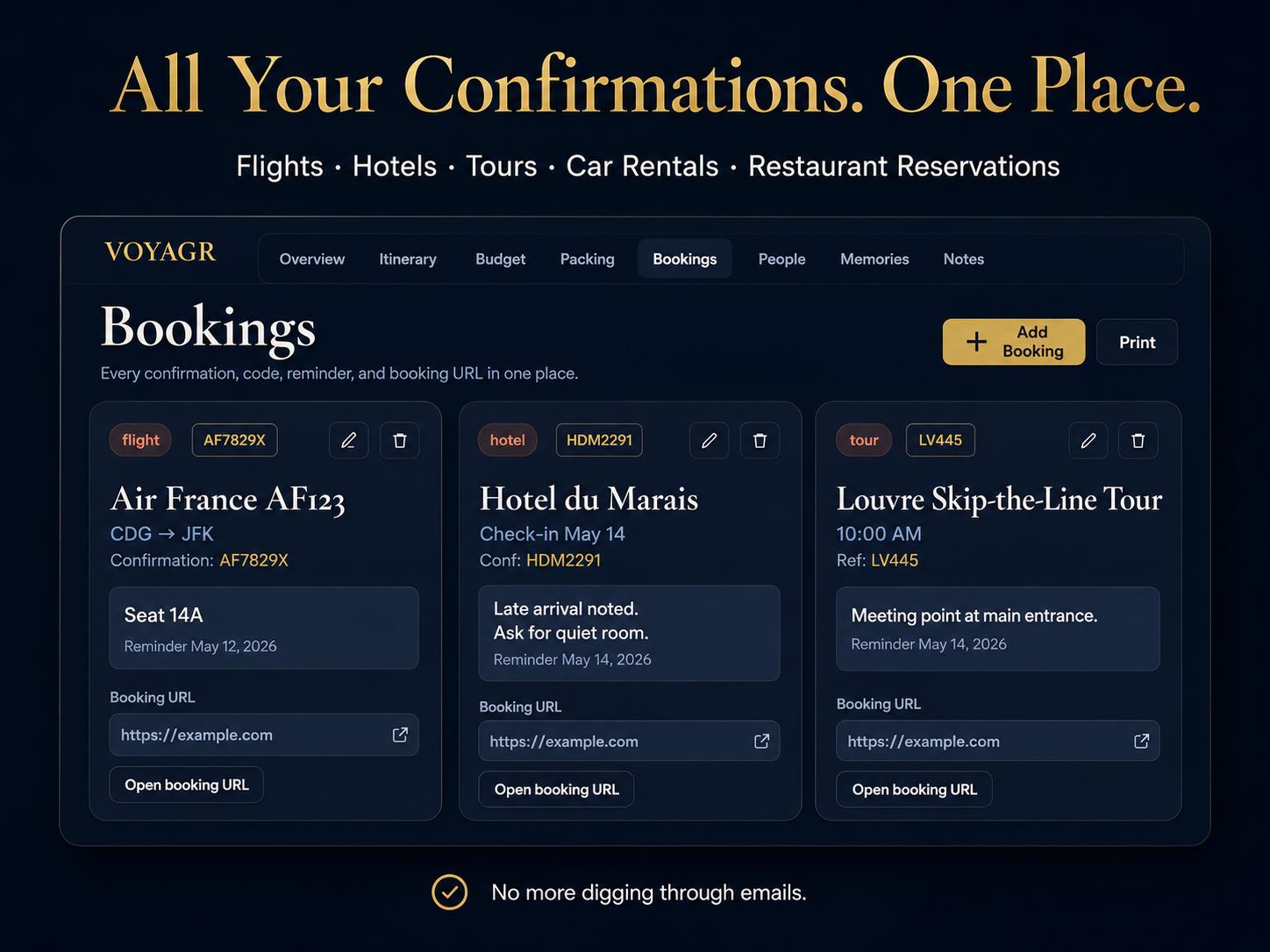 VOYAGR vacation planning offline HTML mini app feature screen 7