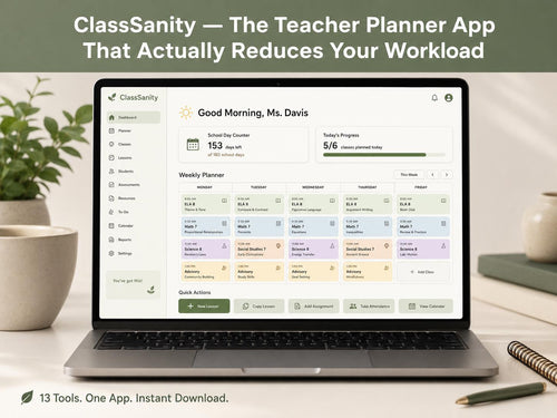 ClassSanity teacher planning offline HTML mini app dashboard