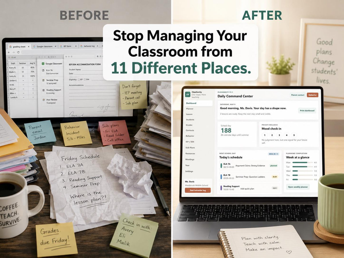 ClassSanity teacher planning offline HTML mini app feature screen 2