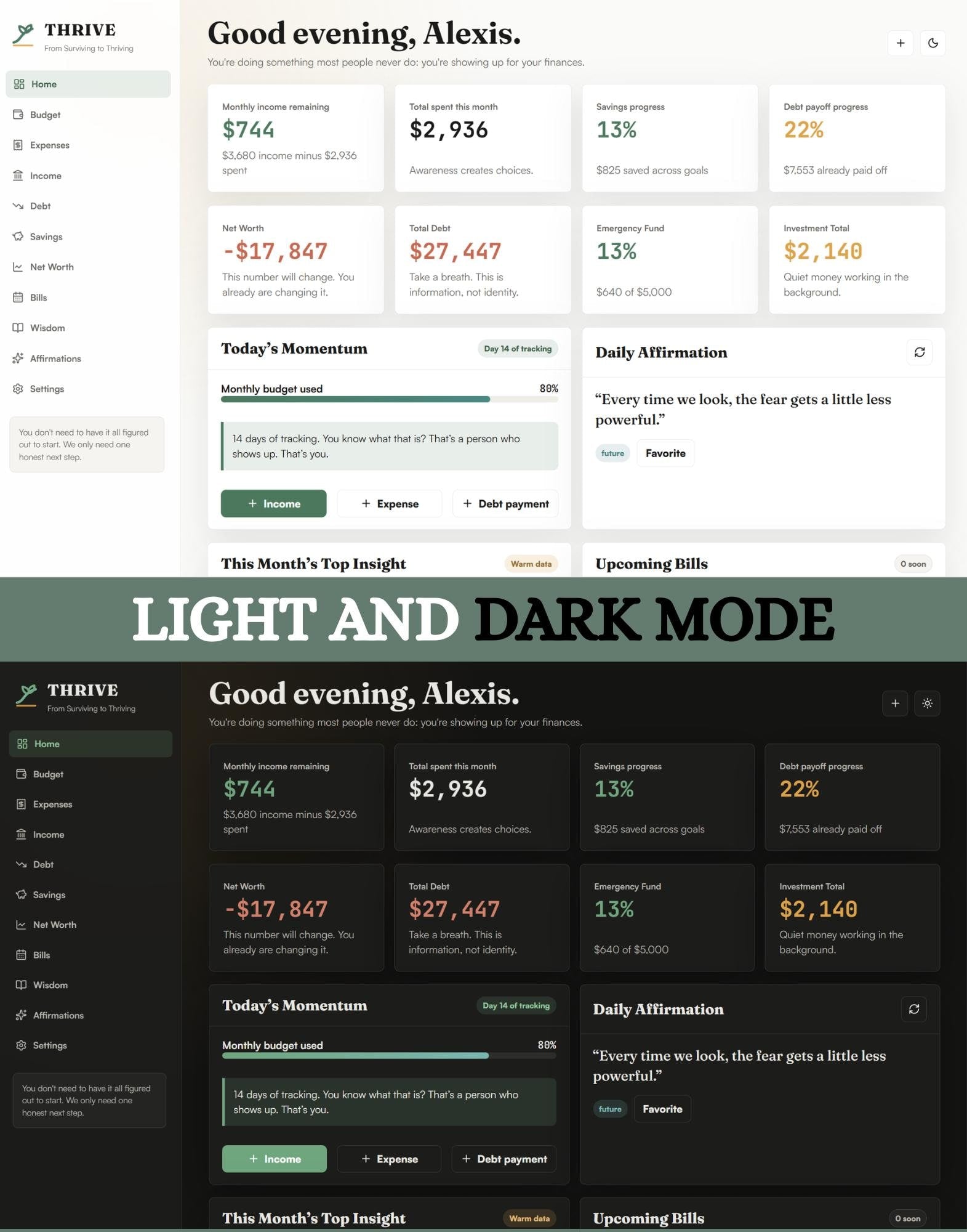 THRIVE Budget Planner zero-based budgeting offline HTML mini app feature screen 2