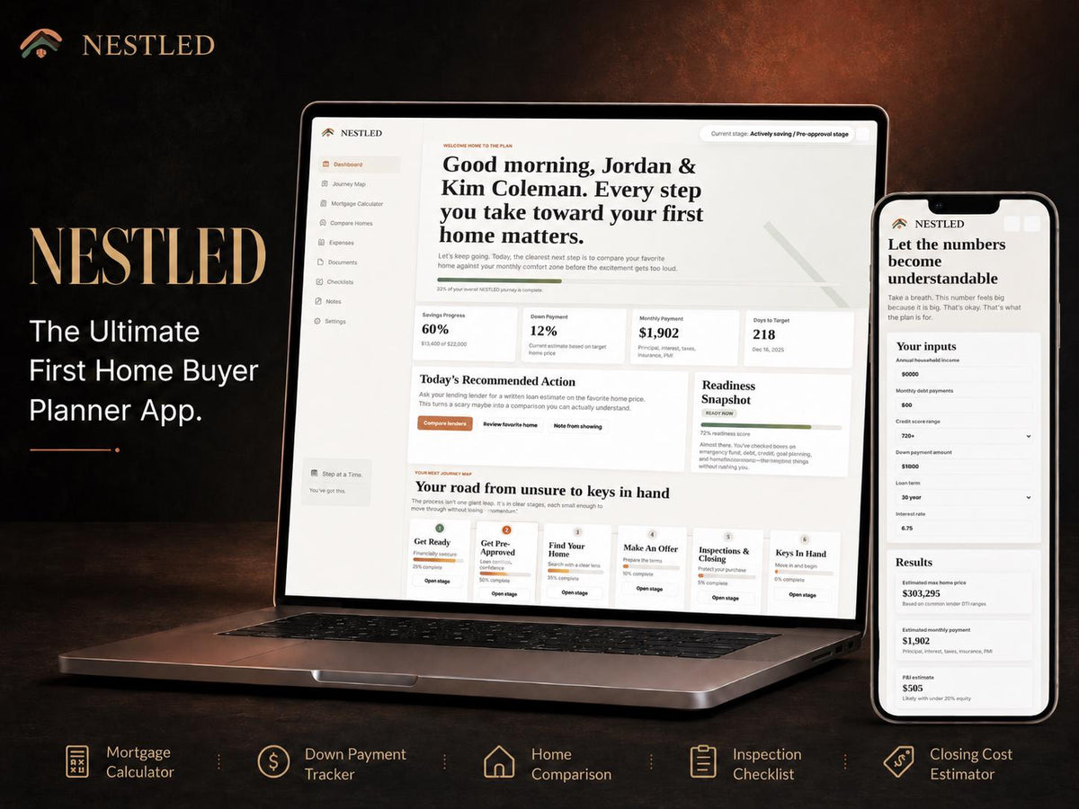 NESTLED home buying offline HTML mini app dashboard