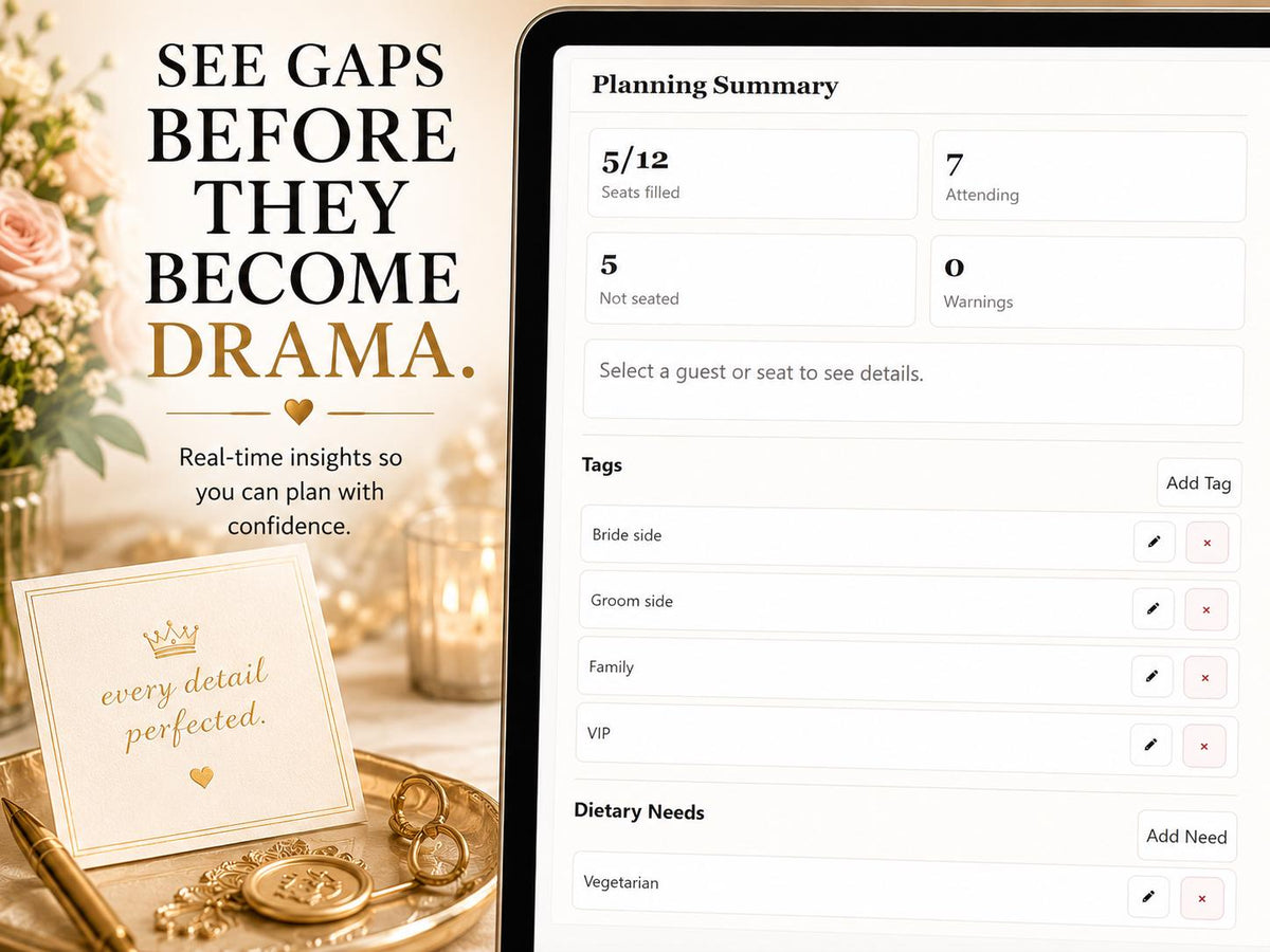 TableCraft wedding seating offline HTML mini app feature screen 5