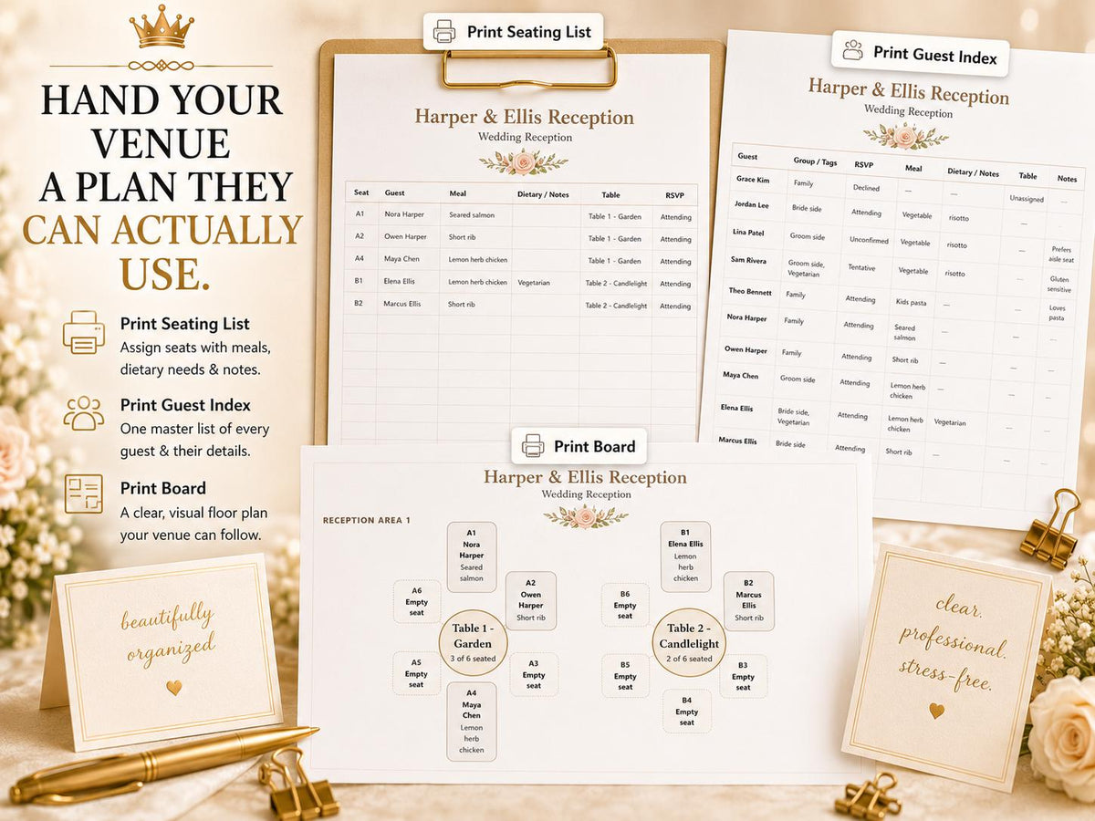 TableCraft wedding seating offline HTML mini app feature screen 9