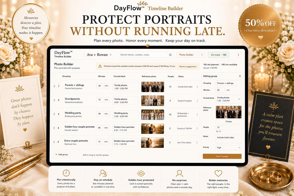 DayFlow™ wedding timeline offline HTML mini app feature screen 6