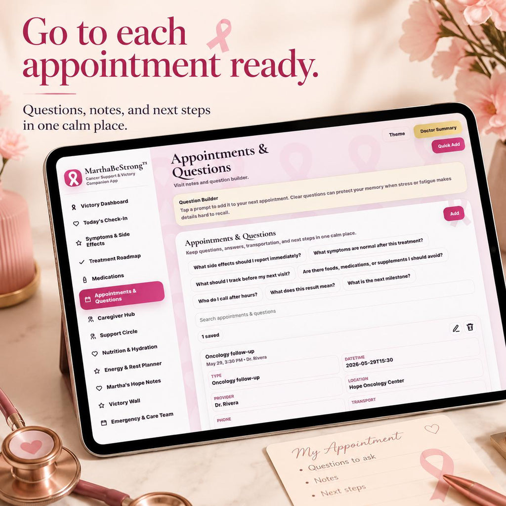MarthaBeStrong cancer support offline HTML mini app feature screen 7