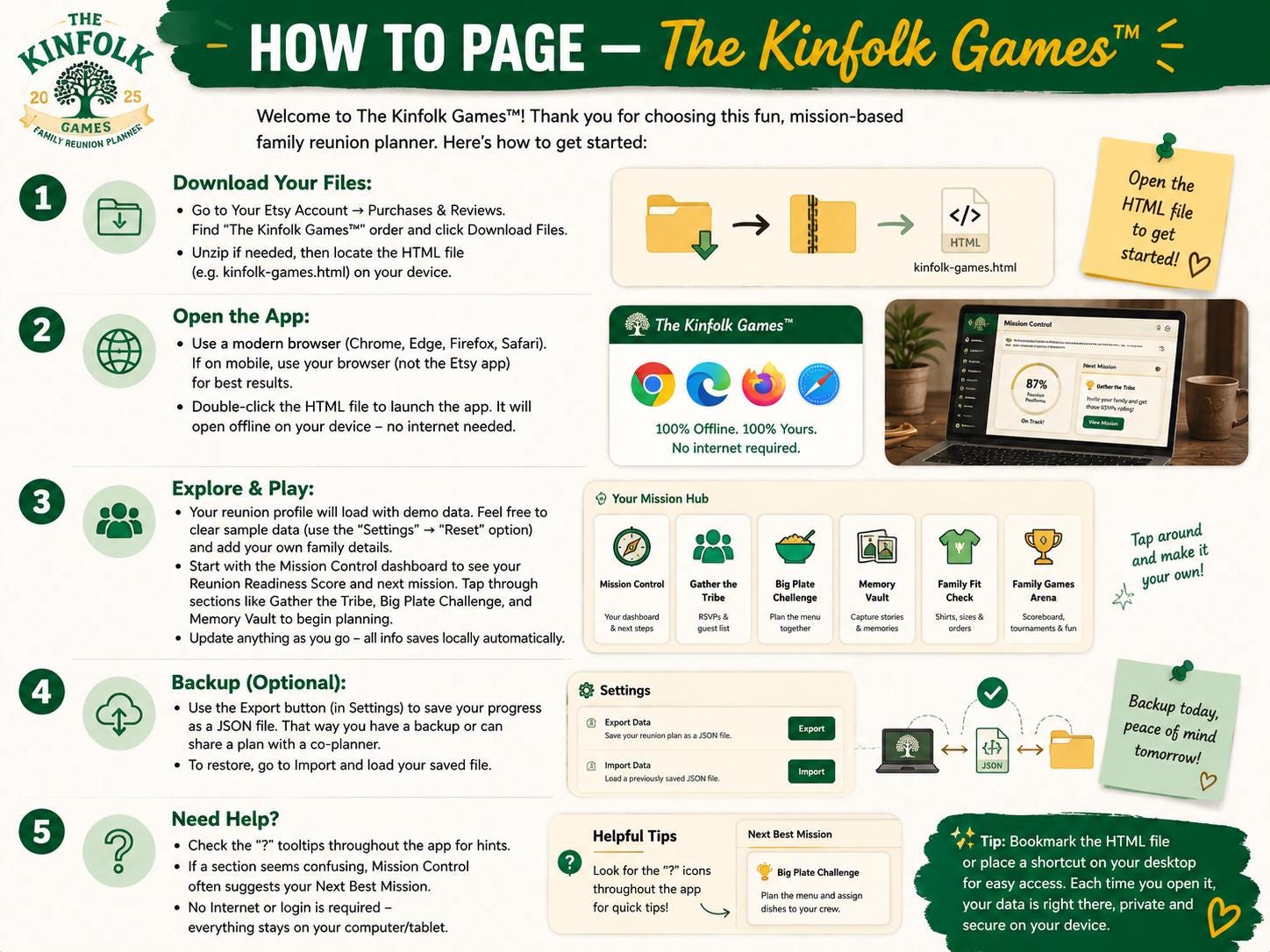 The Kinfolk Games™ family reunion planning offline HTML mini app feature screen 10