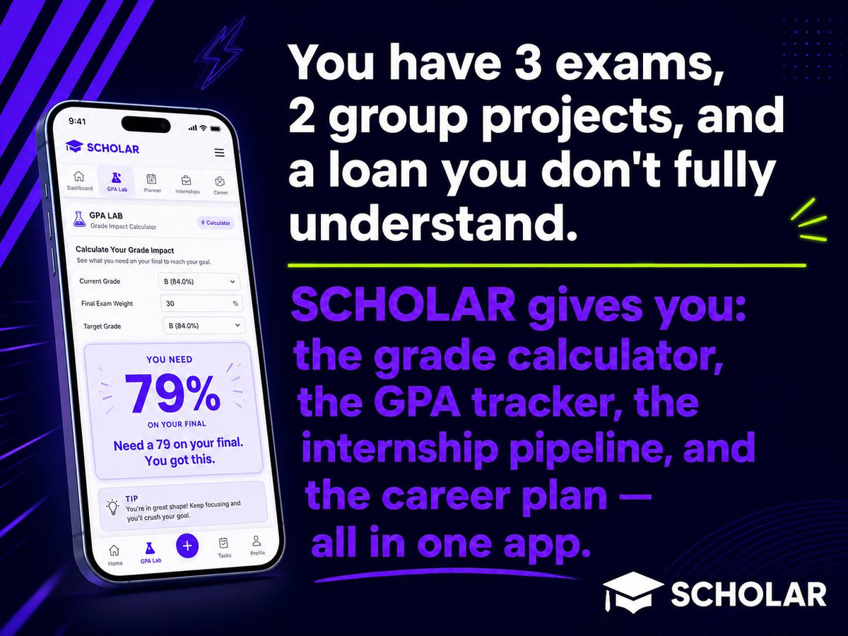 SCHOLAR college planning offline HTML mini app feature screen 2