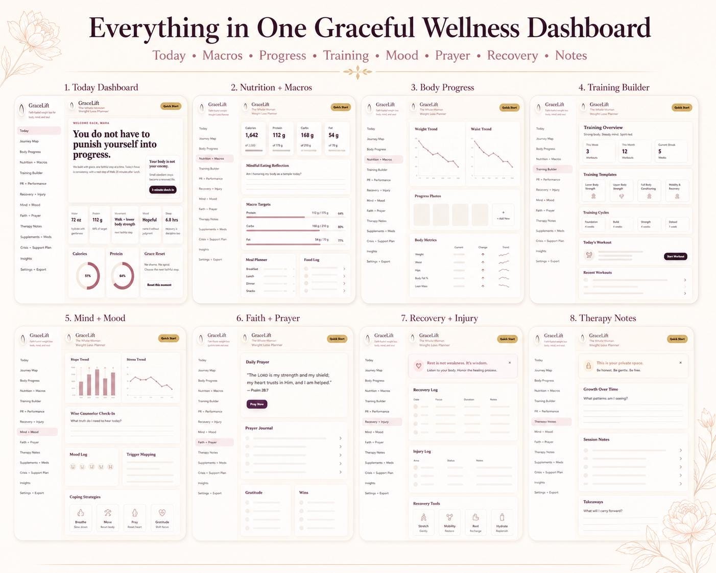 GraceLift faith-based wellness offline HTML mini app feature screen 2