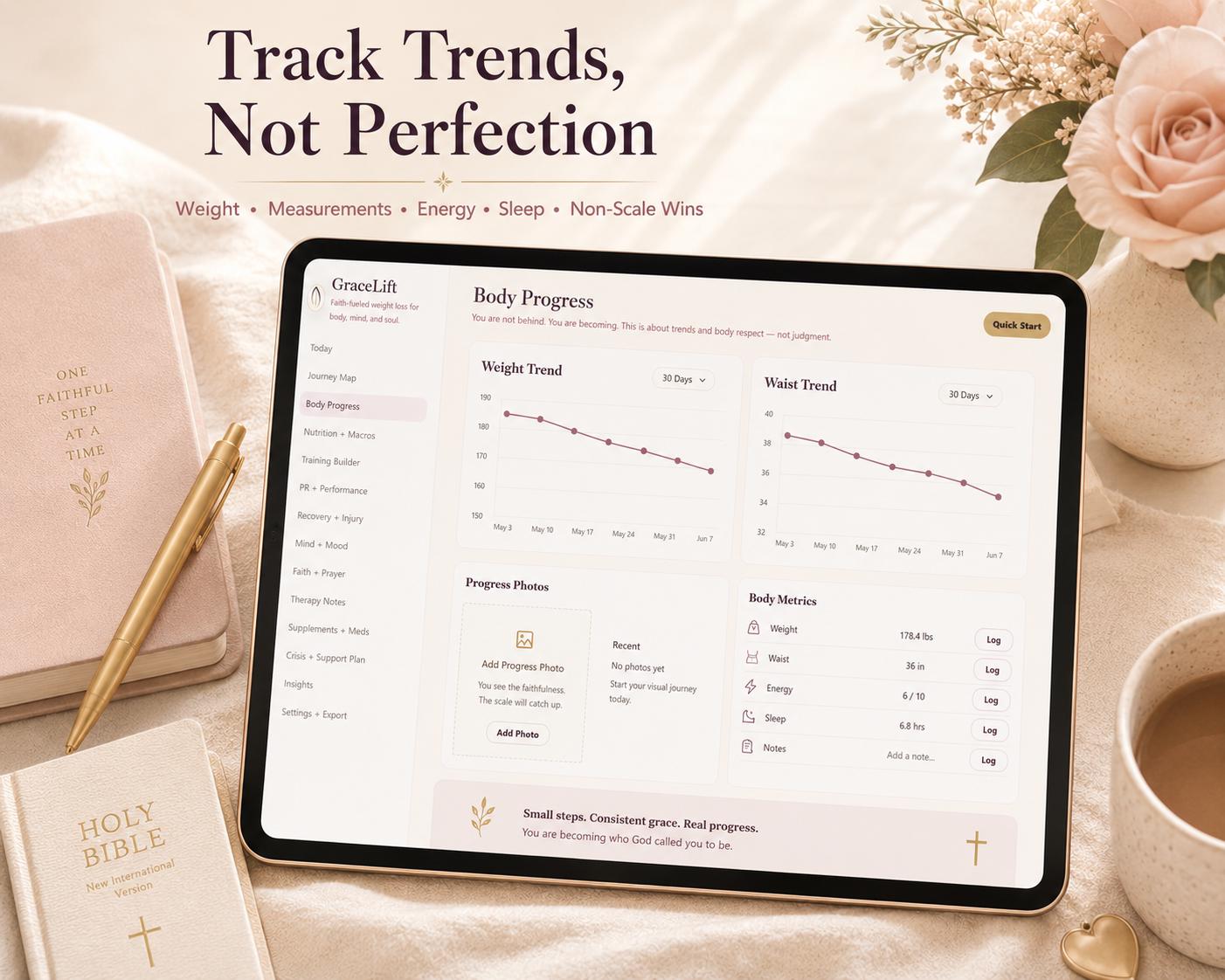 GraceLift faith-based wellness offline HTML mini app feature screen 4