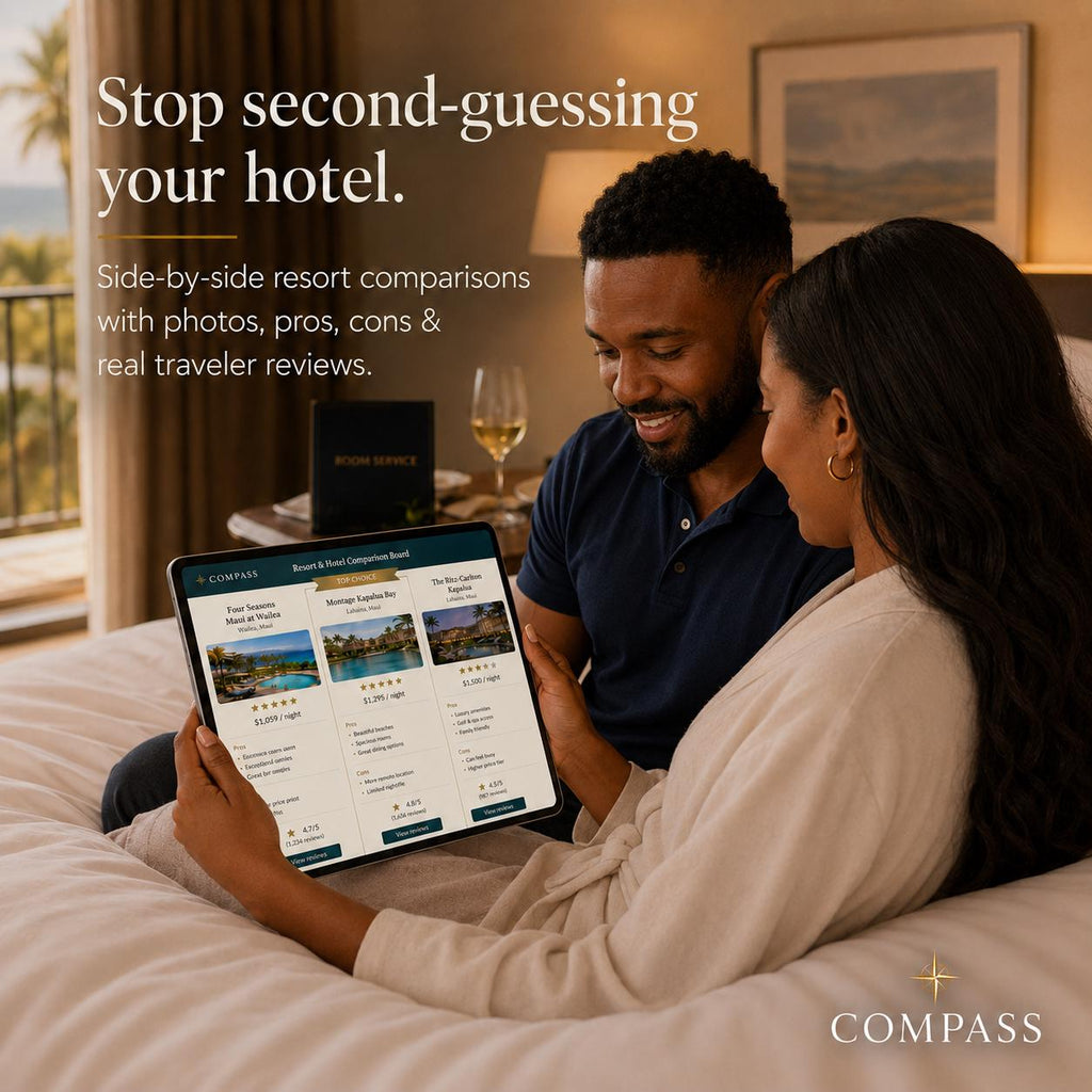 COMPASS luxury travel planning offline HTML mini app feature screen 3