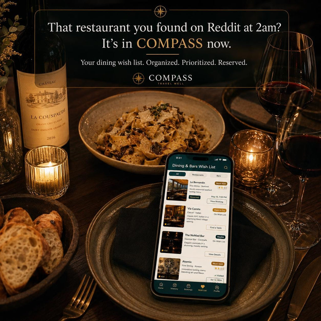 COMPASS luxury travel planning offline HTML mini app feature screen 7