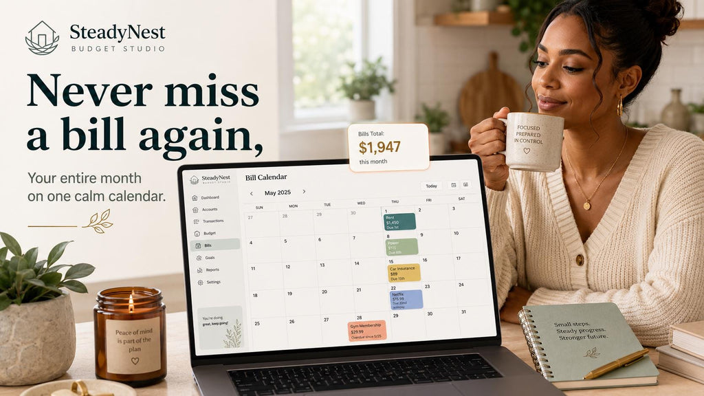 SteadyNest Budget Studio budget planning offline HTML mini app feature screen 6