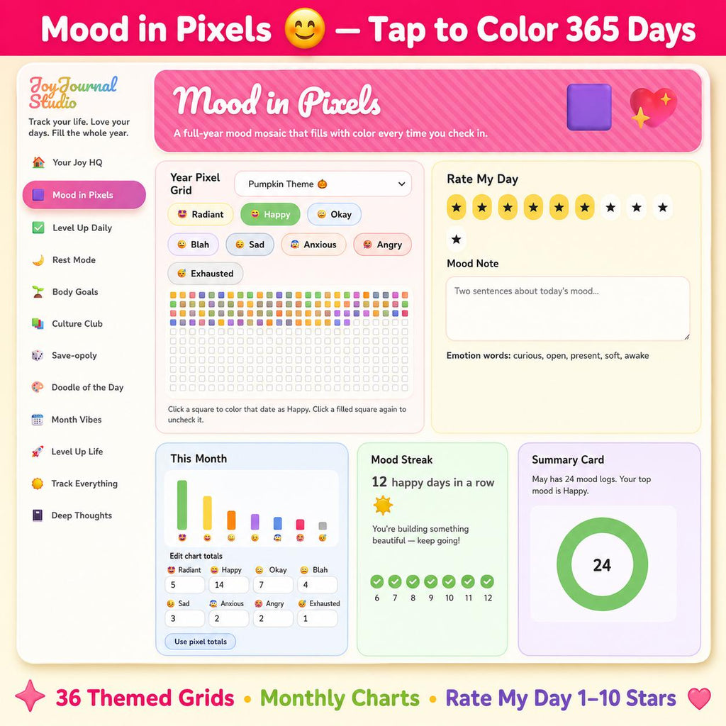 JoyJournal Studio personal growth journal offline HTML mini app feature screen 2