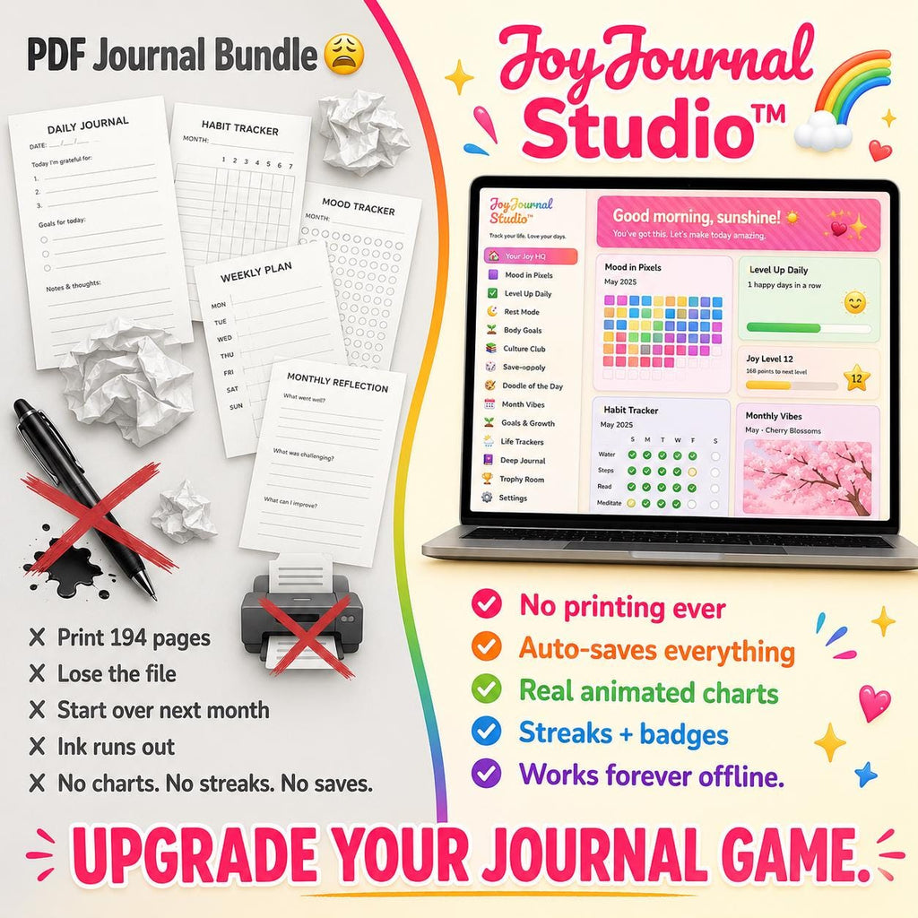 JoyJournal Studio personal growth journal offline HTML mini app feature screen 9