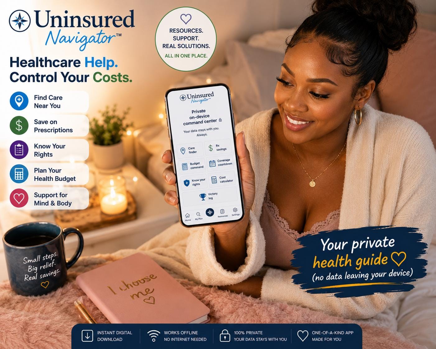 Uninsured Navigator™ healthcare navigation offline HTML mini app feature screen 9