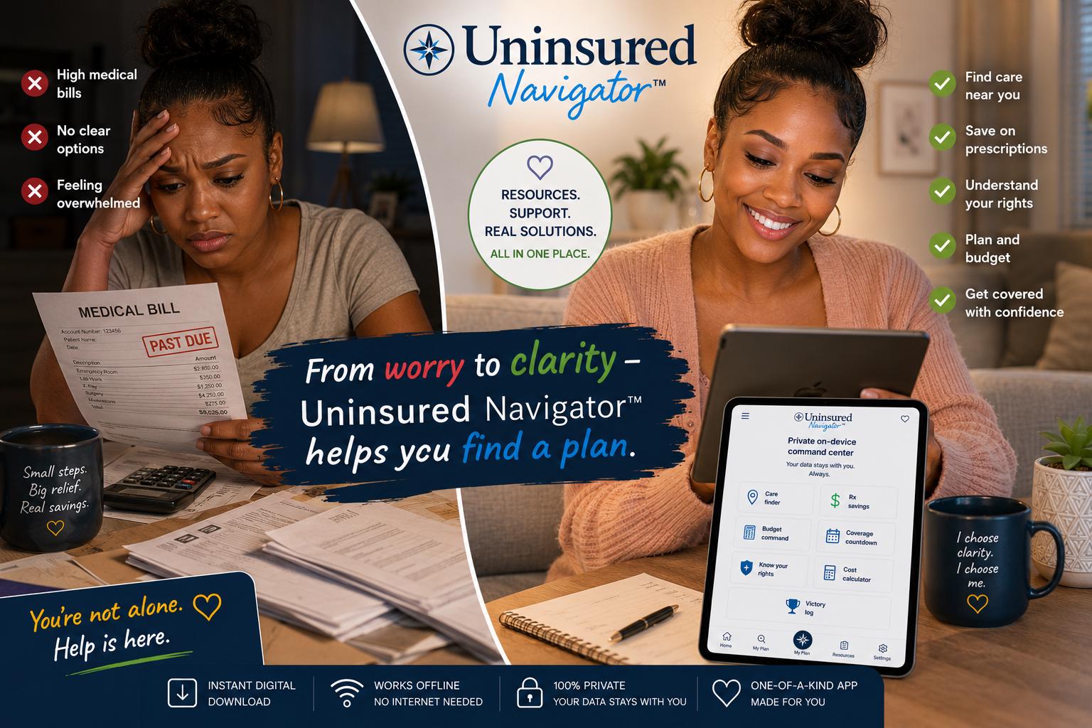 Uninsured Navigator™ healthcare navigation offline HTML mini app feature screen 10