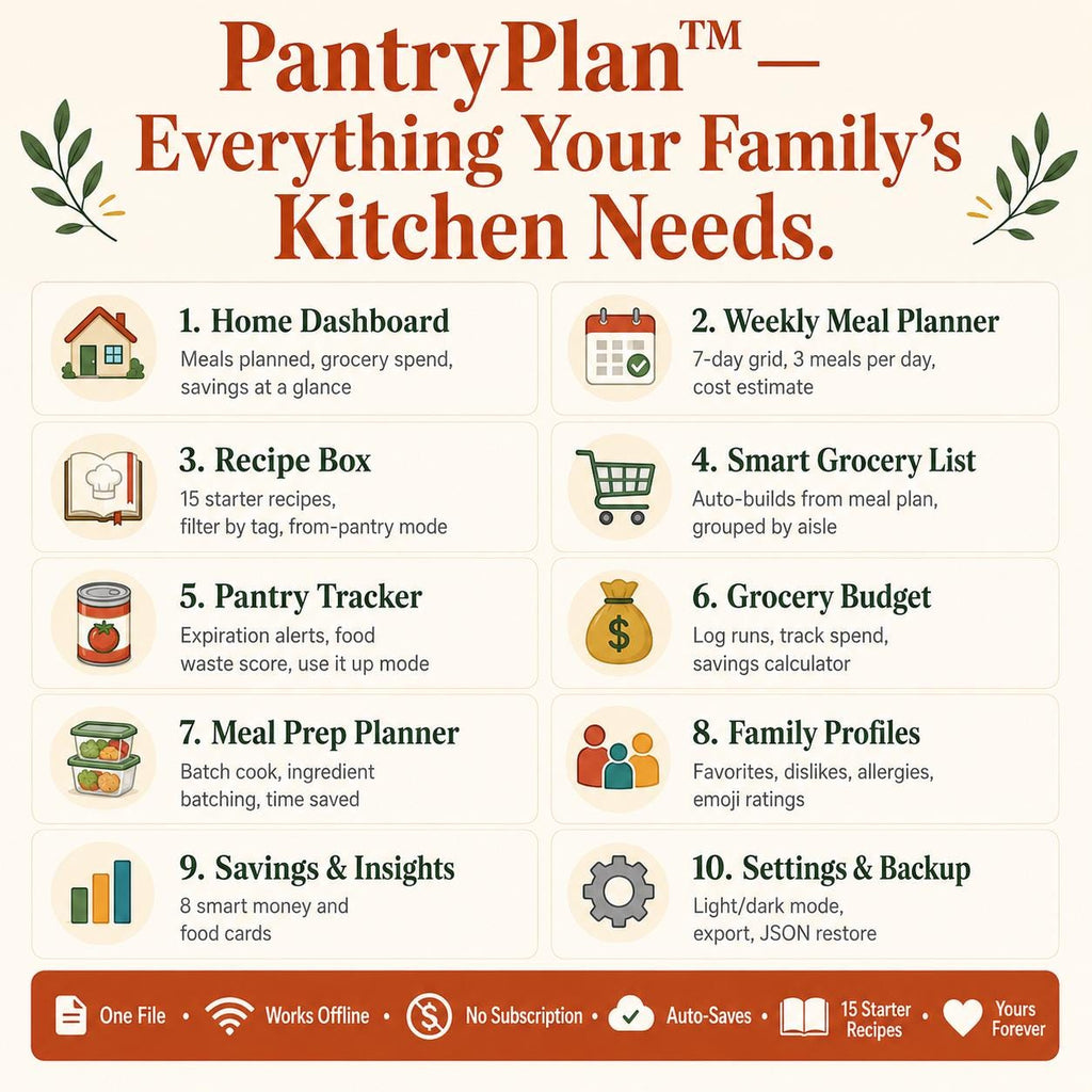PantryPlan™ meal planning offline HTML mini app feature screen 10
