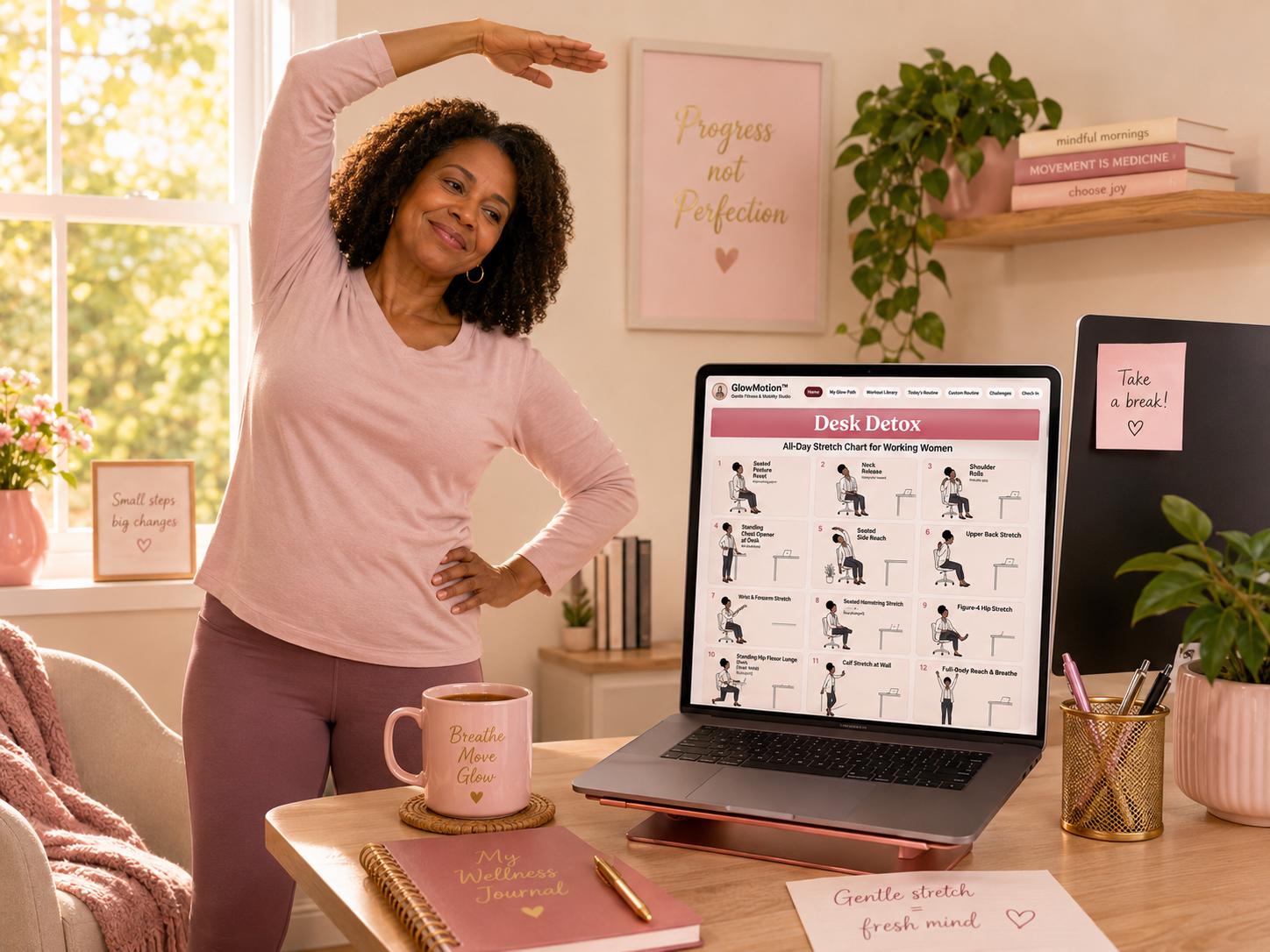 GlowMotion™ gentle fitness offline HTML mini app feature screen 5