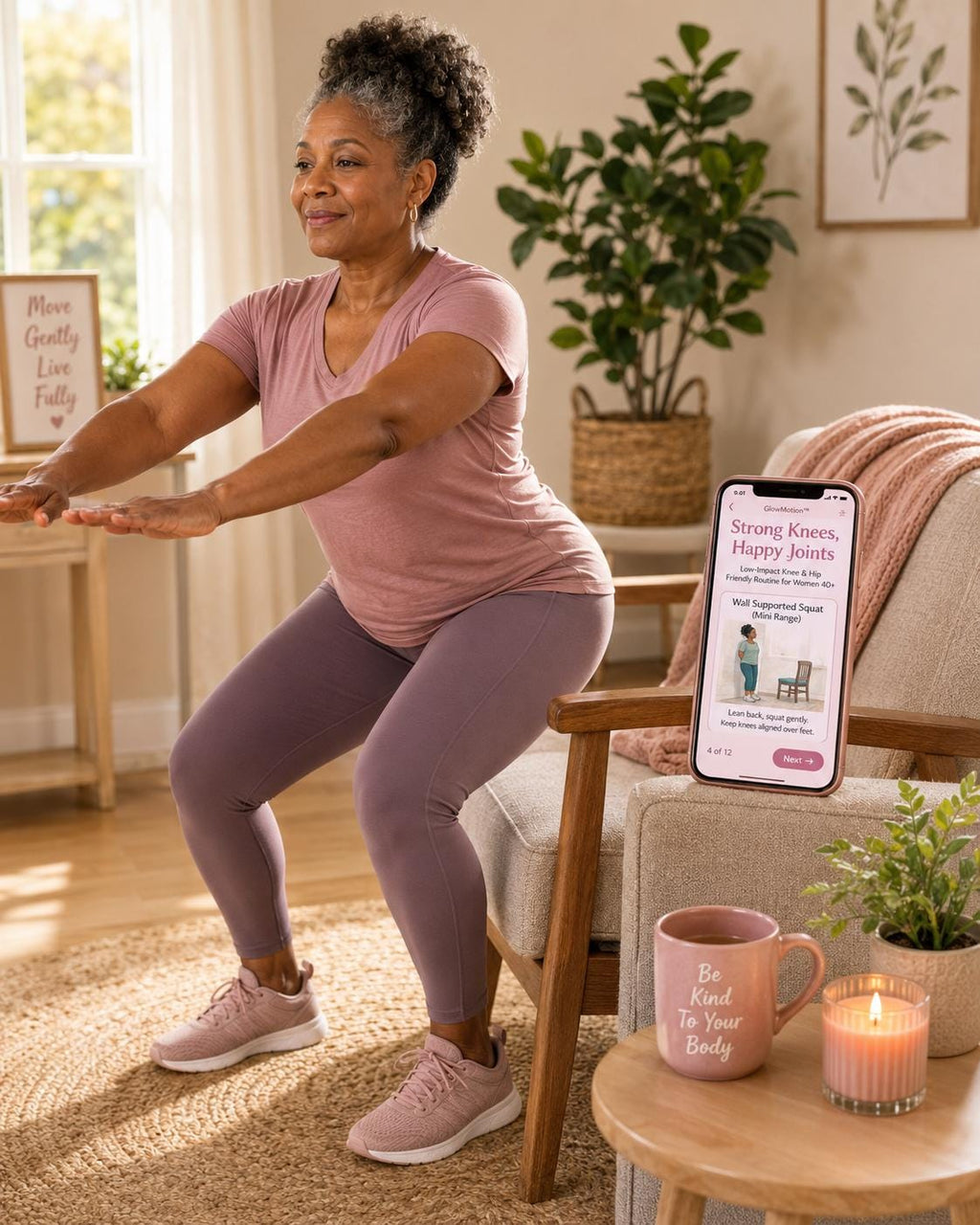 GlowMotion™ gentle fitness offline HTML mini app feature screen 7