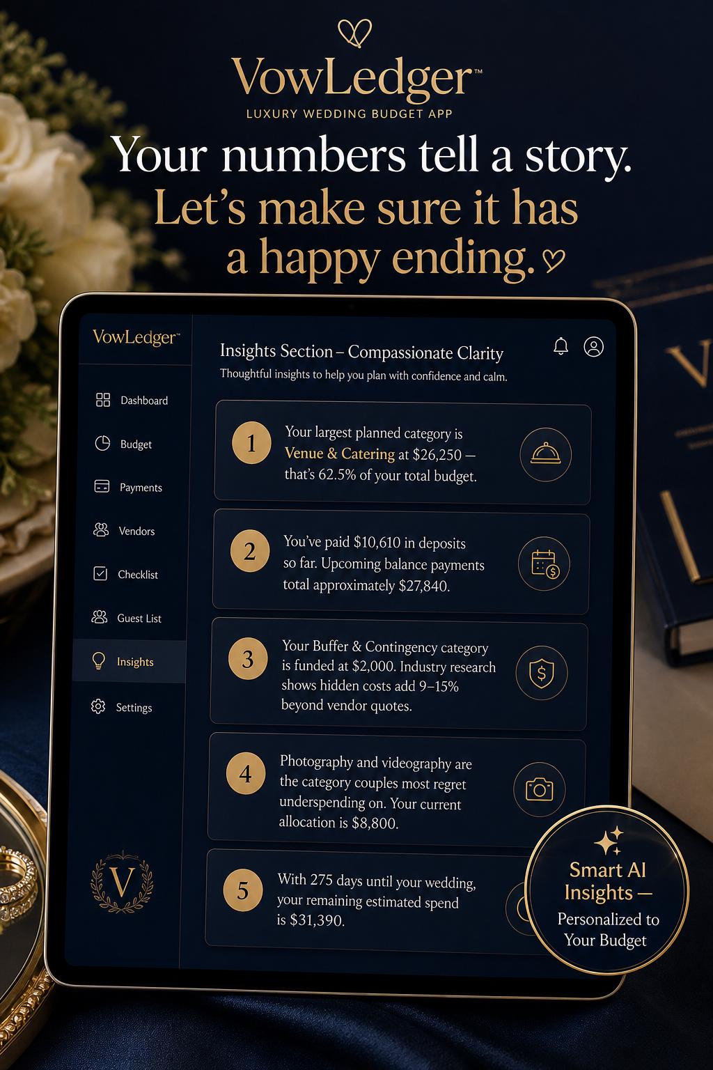 VowLedger™ wedding budgeting offline HTML mini app feature screen 6