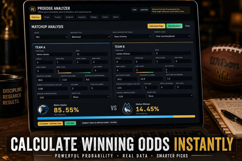 ProEdge Analyzer sports analytics offline HTML mini app feature screen 2