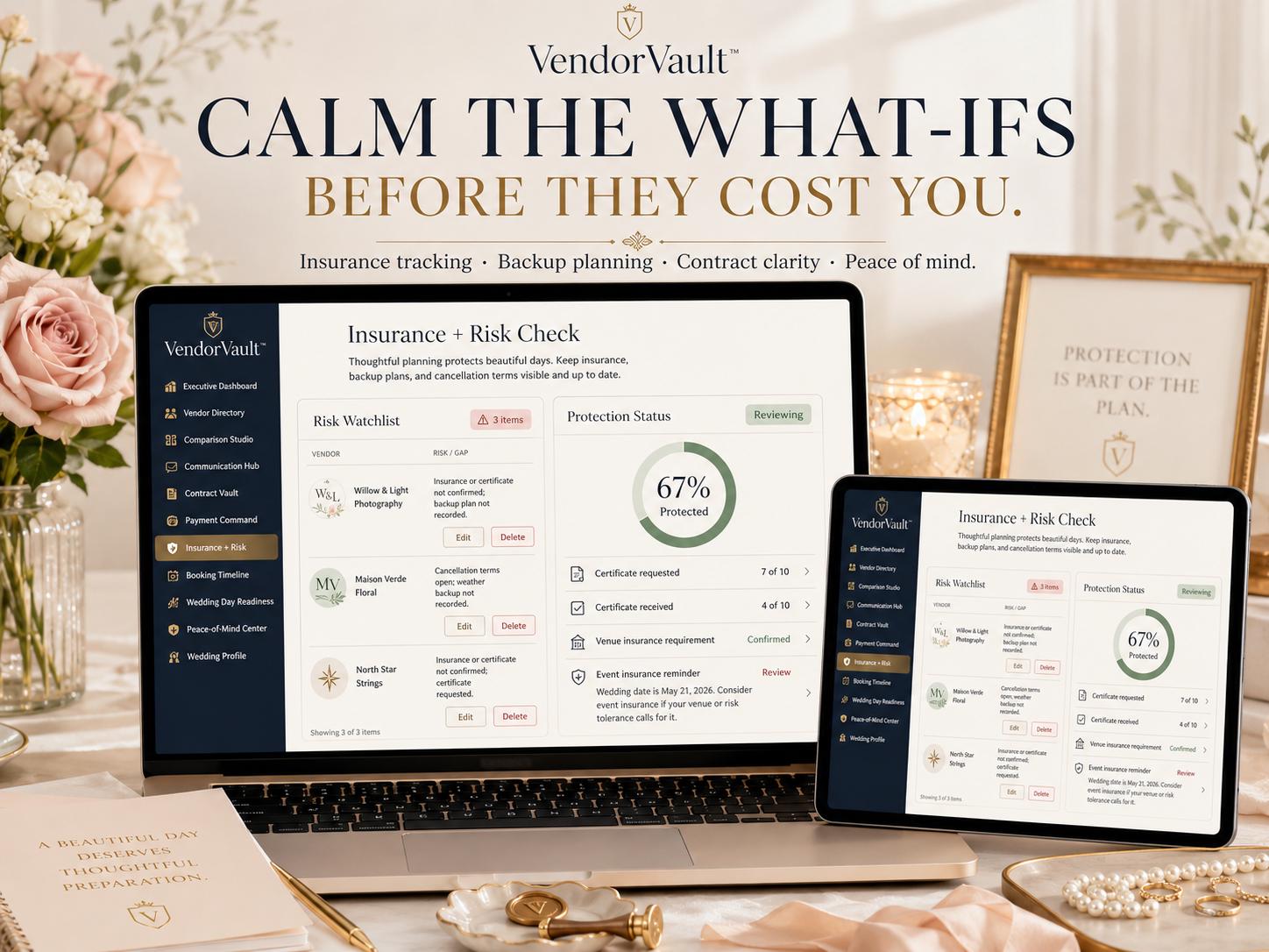 VendorVault wedding vendor management offline HTML mini app feature screen 8
