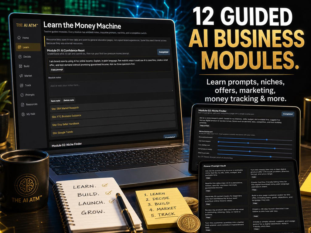 The AI ATM ai side hustles offline HTML mini app feature screen 3