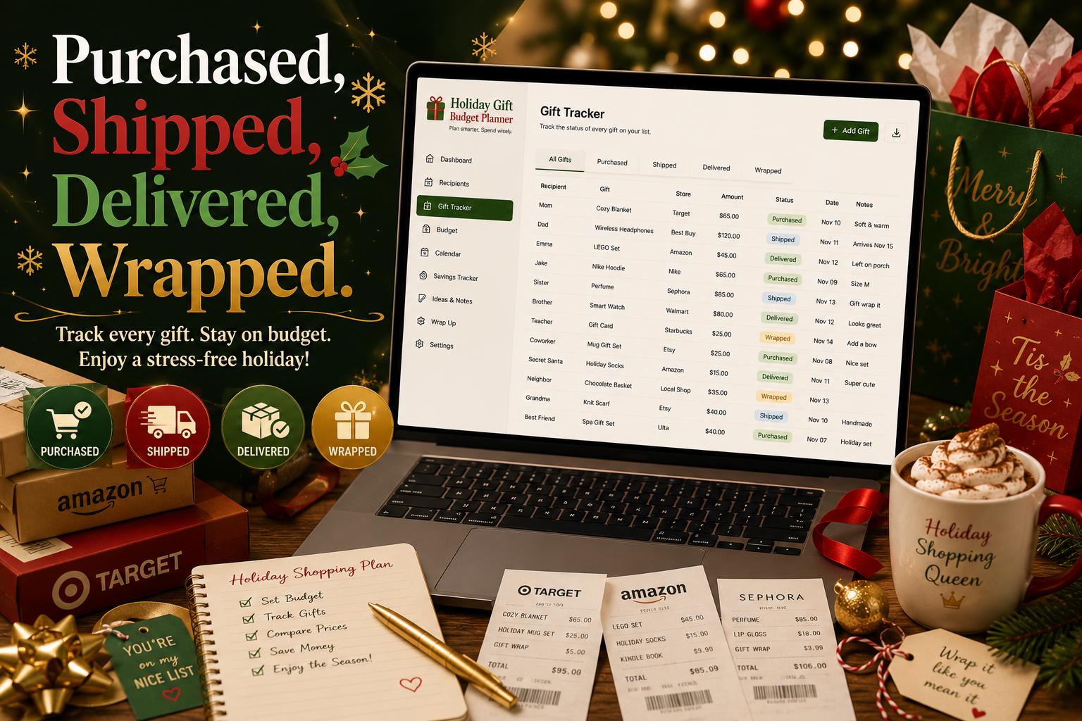 Holiday Gift Budget Planner gift budgeting offline HTML mini app feature screen 4