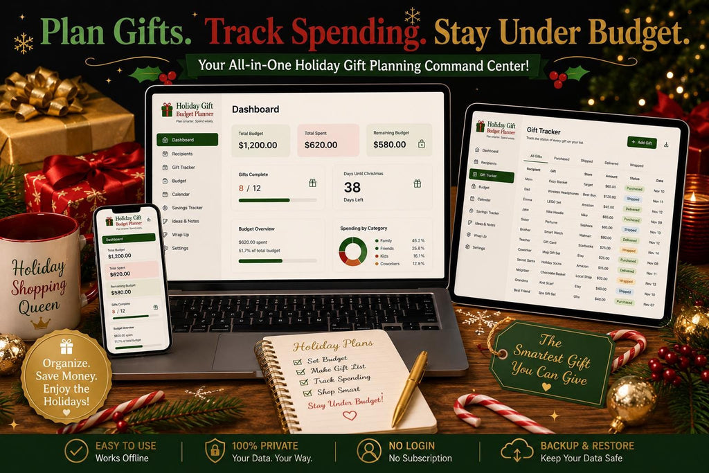 Holiday Gift Budget Planner gift budgeting offline HTML mini app feature screen 9